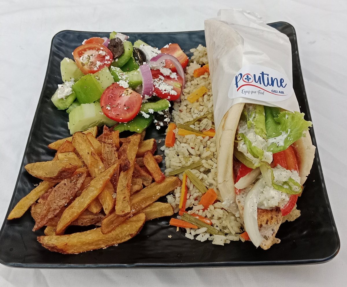 Greek platter at Poutine Gili Air